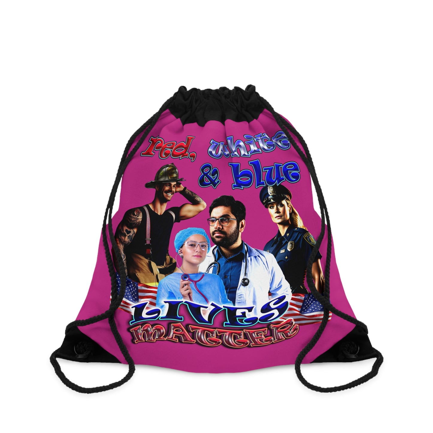 rw&b lives matter - Drawstring Bag (pink)