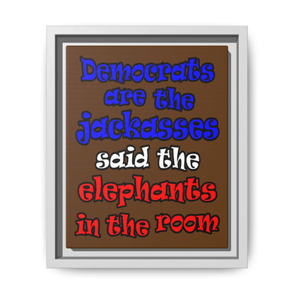 donkeys and elephants - framed canvas art (brown)