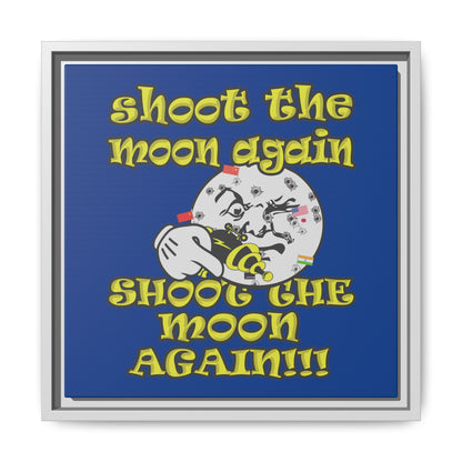 shoot the moon again - framed canvas art (dark blue)