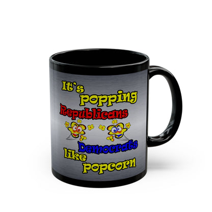 popping like popcorn - Black Mug (brushed nickel)