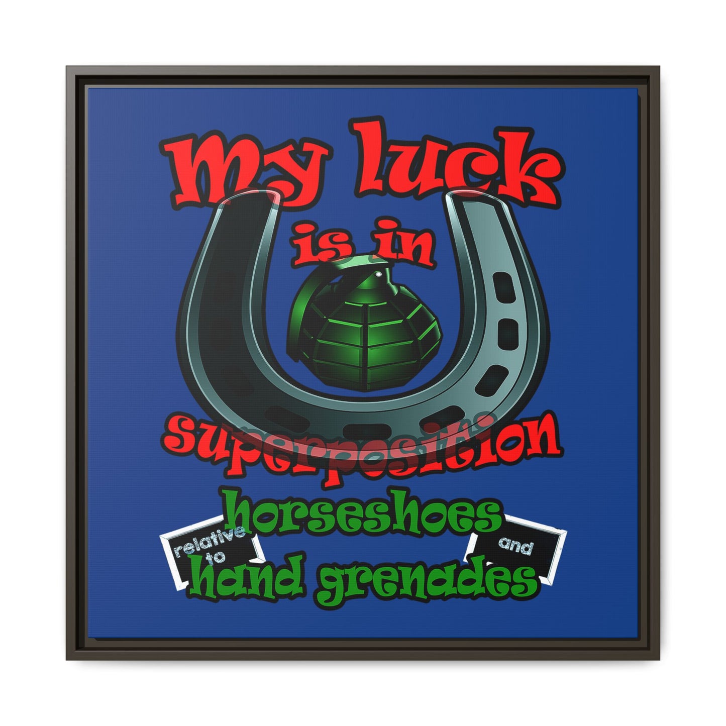 my luck - framed canvas art (dark blue)