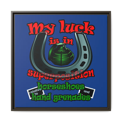 my luck - framed canvas art (dark blue)