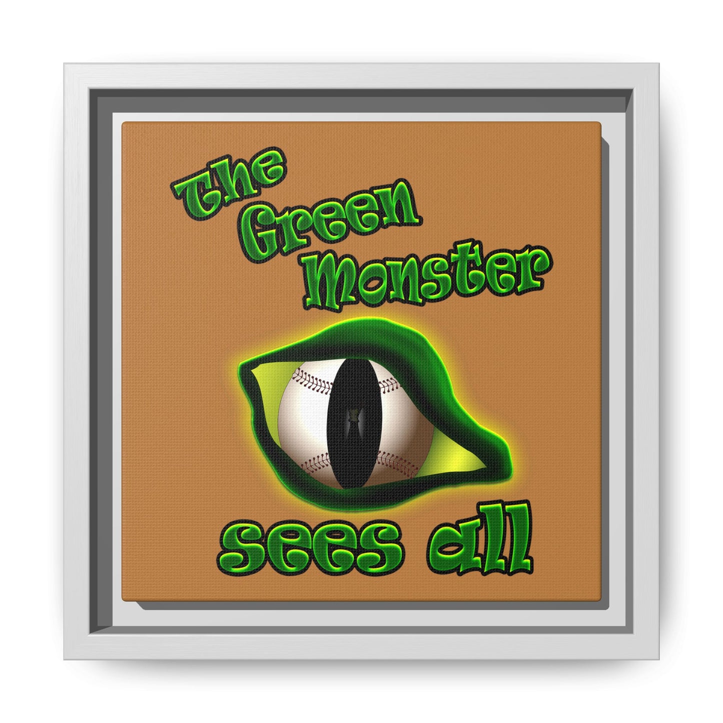 green monster - framed canvas art (light brown)