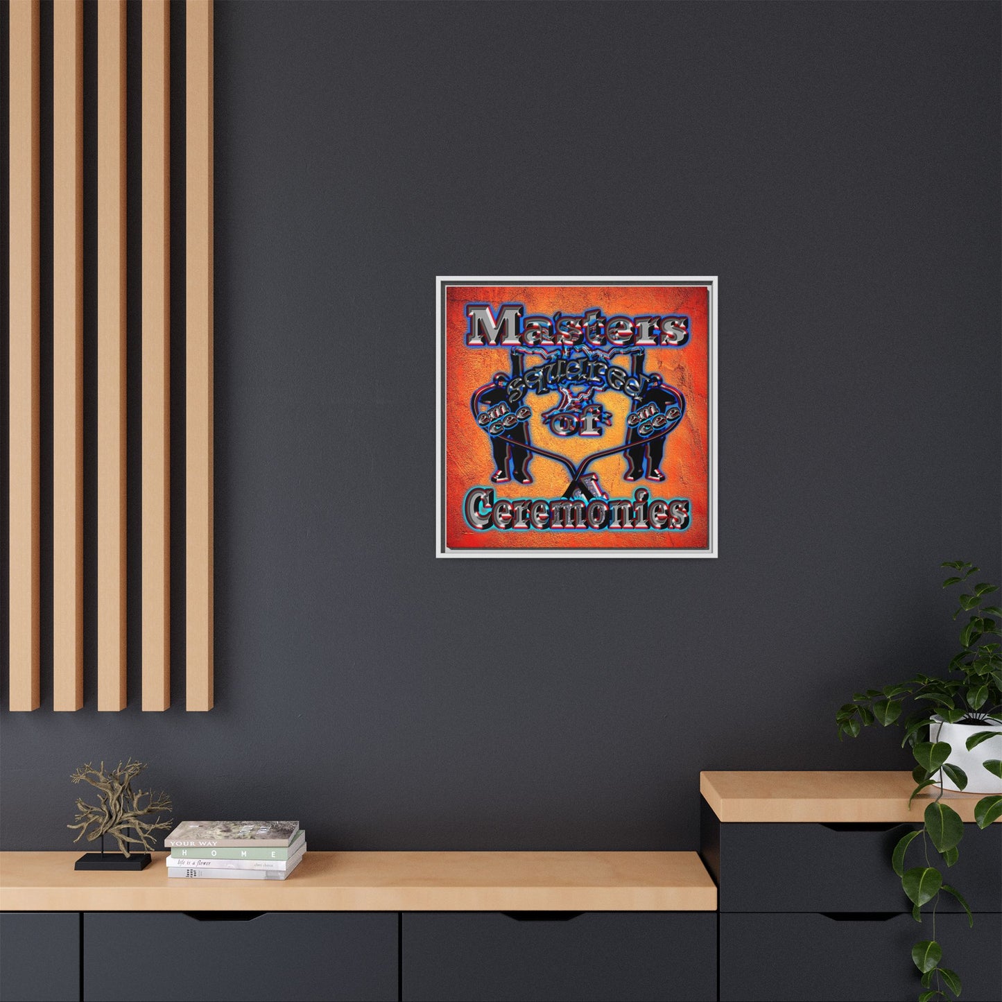 em cee squared - framed canvas art (burnt orange)