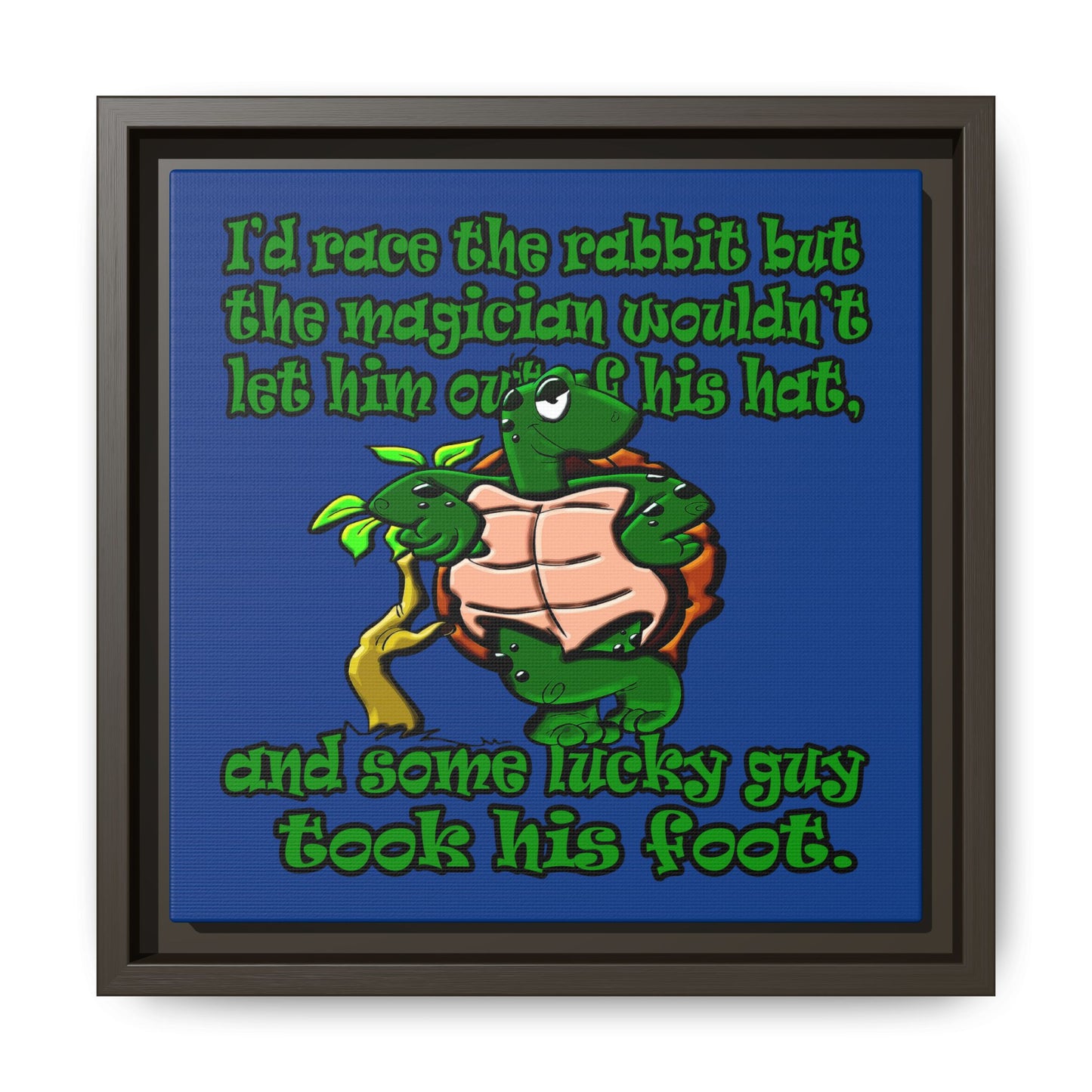 turtle race - framed canvas art (dark blue)