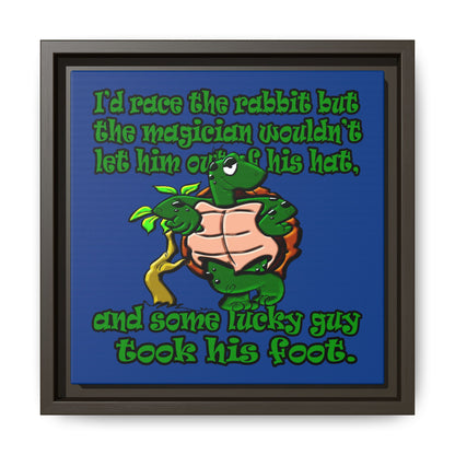 turtle race - framed canvas art (dark blue)