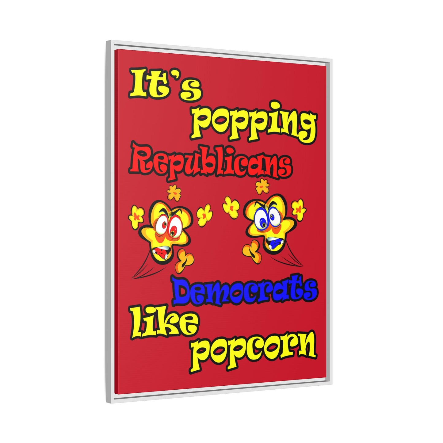 popping like popcorn - framed canvas art (dark red)
