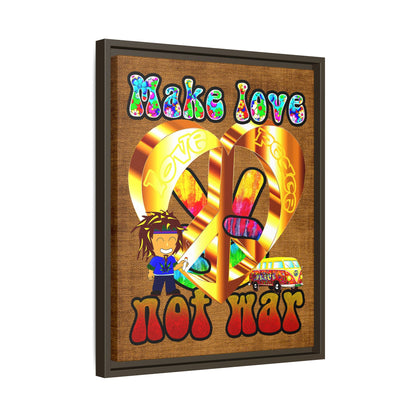 love peace - framed canvas art (brown papyrus)