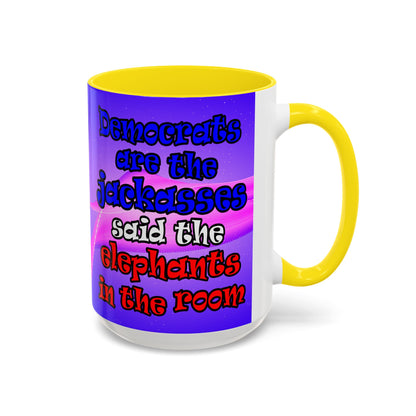 donkeys and elephants - Accent Mug (purple-pink wave)