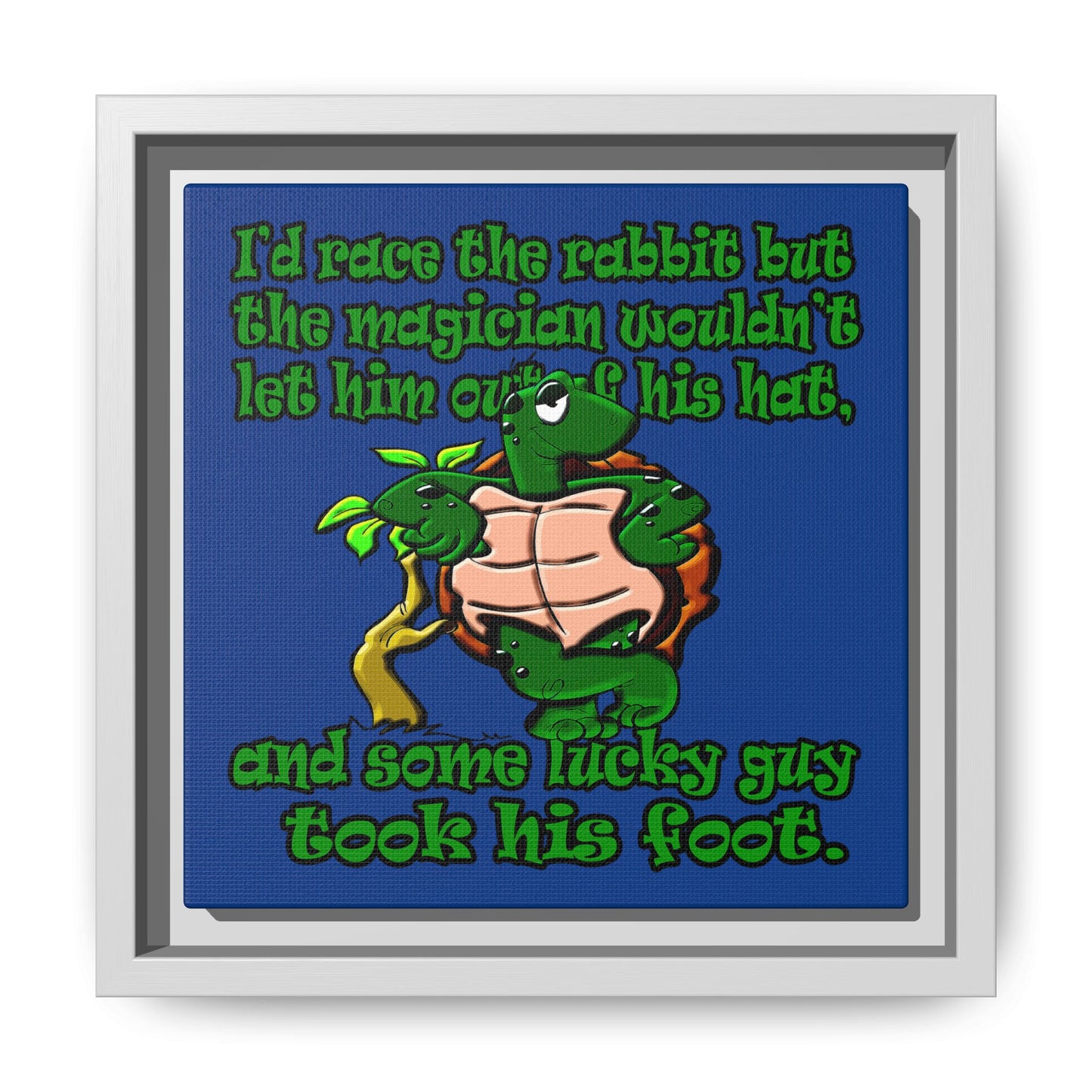 turtle race - framed canvas art (dark blue)