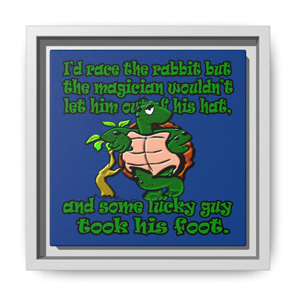 turtle race - framed canvas art (dark blue)