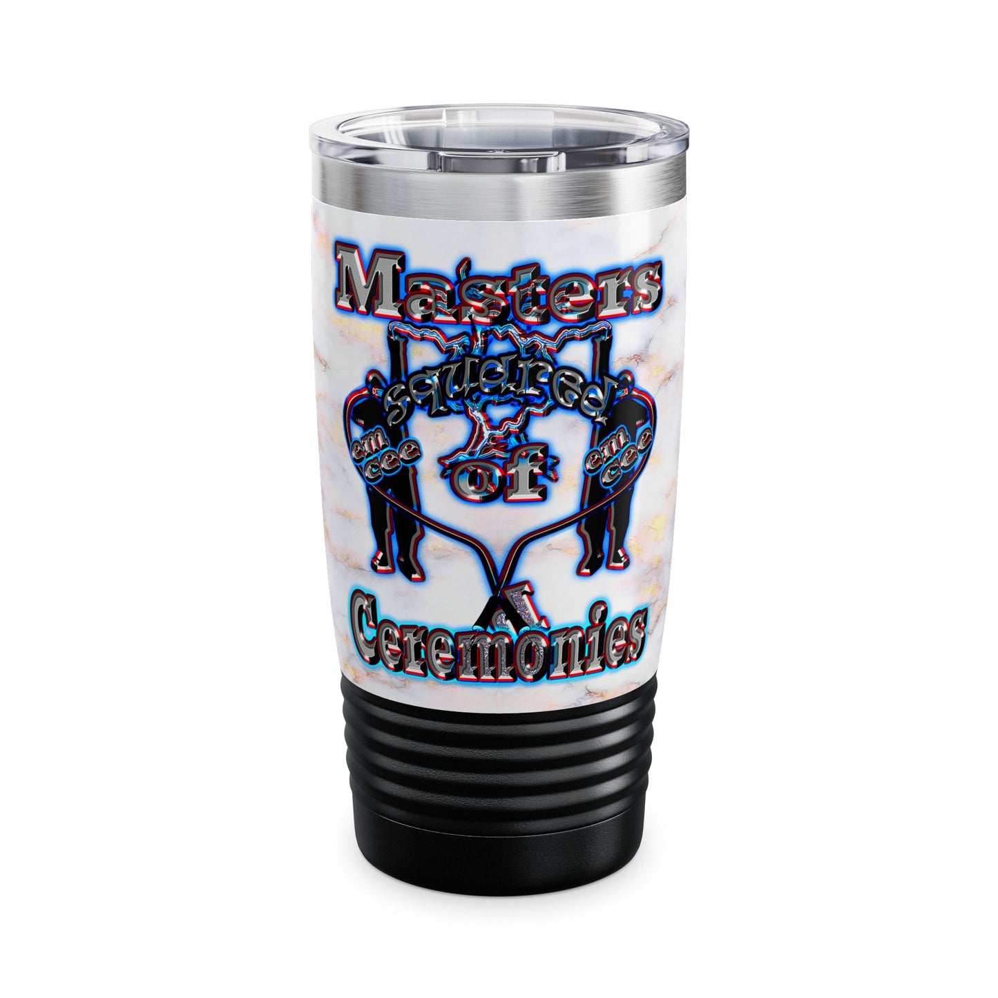 em cee squared - Ringneck Tumbler, 20oz (white marble)