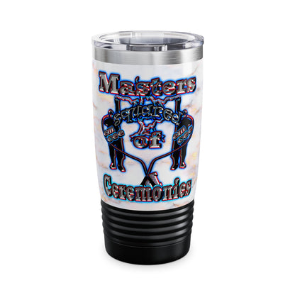 em cee squared - Ringneck Tumbler, 20oz (white marble)