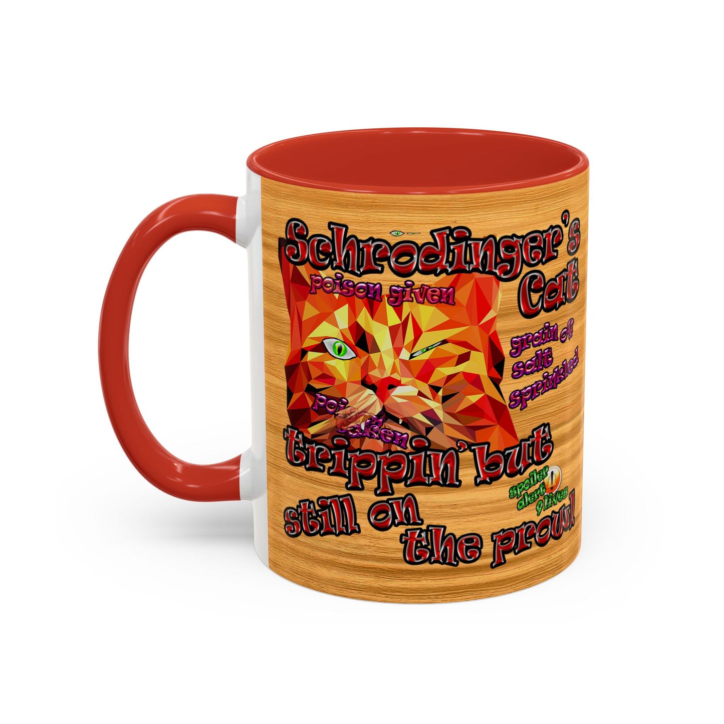 schrodinger's cat - Accent Mug (butterscotch wood finish)