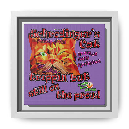 schrodinger's cat - framed canvas art (light purple)