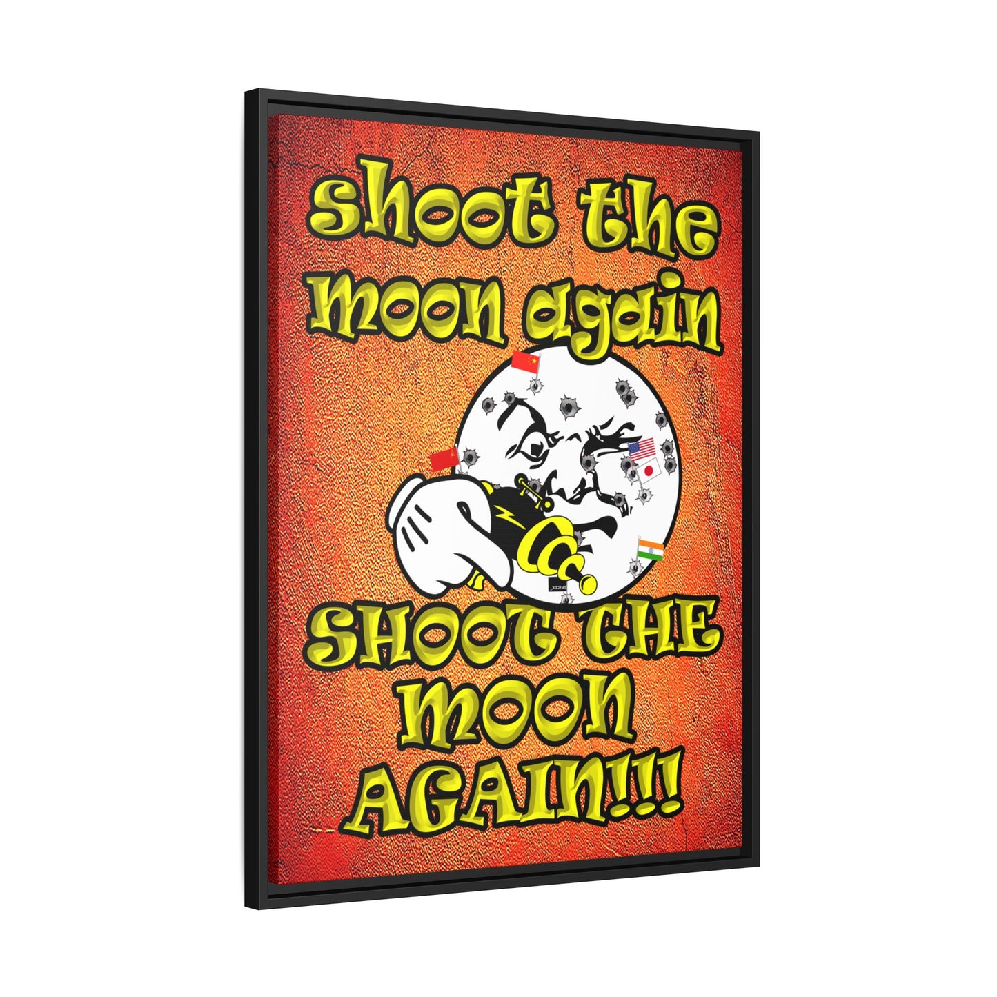 shoot the moon again - framed canvas art (burnt orange)