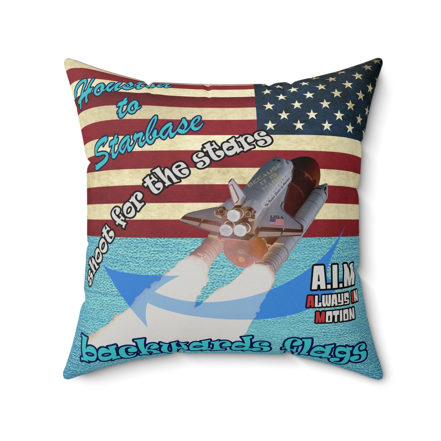 shoot for the stars - Faux Suede Square Pillow - (faded blue)