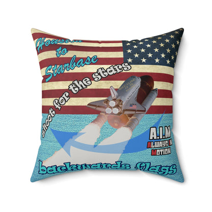 shoot for the stars - Faux Suede Square Pillow - (faded blue)