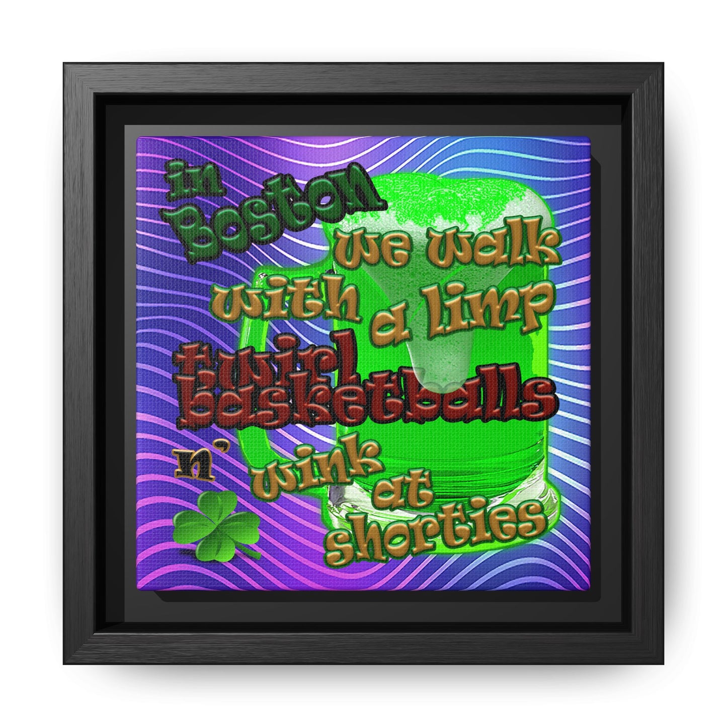 celtics logo - framed canvas art (purple wave)