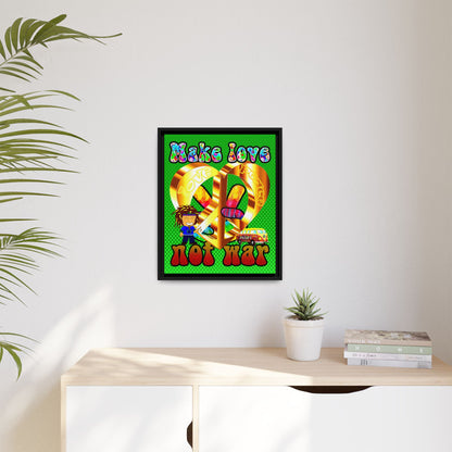 love peace - framed canvas art (logo green)