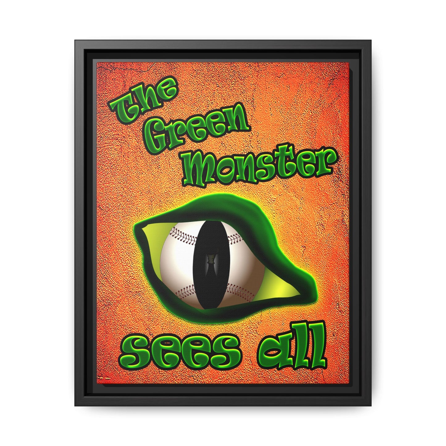 green monster - framed canvas art (burnt orange)