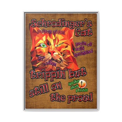 schrodinger's cat - framed canvas art (brown papyrus)