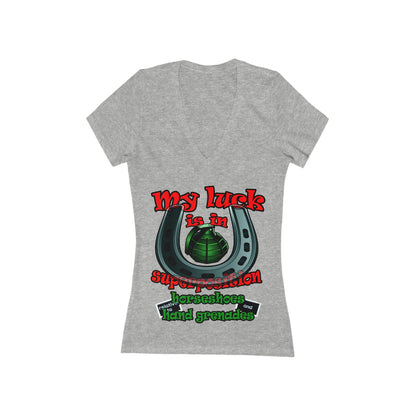 my luck - Women's Jersey Short Sleeve Deep V-Neck Tee