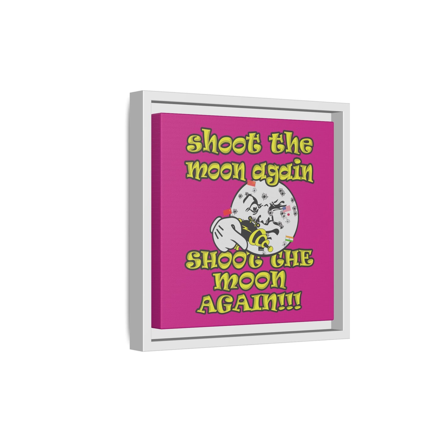shoot the moon again - framed canvas art (pink)