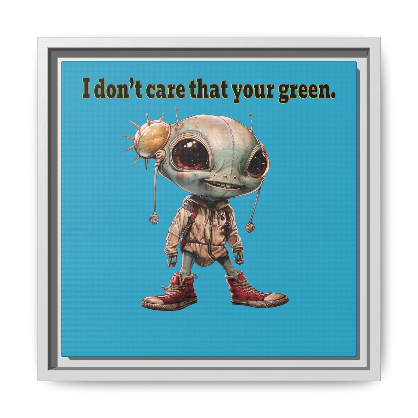 I don't care that your green - framed canvas art (turquoise)