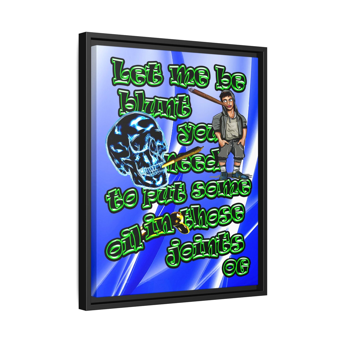 og - framed canvas art (blue-white wave)