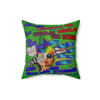 drop the beat - Spun Polyester Square Pillow - (green turf)