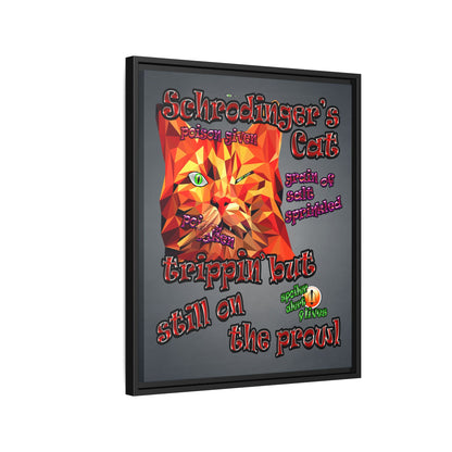 schrodinger's cat - framed canvas art (grey-light grey)