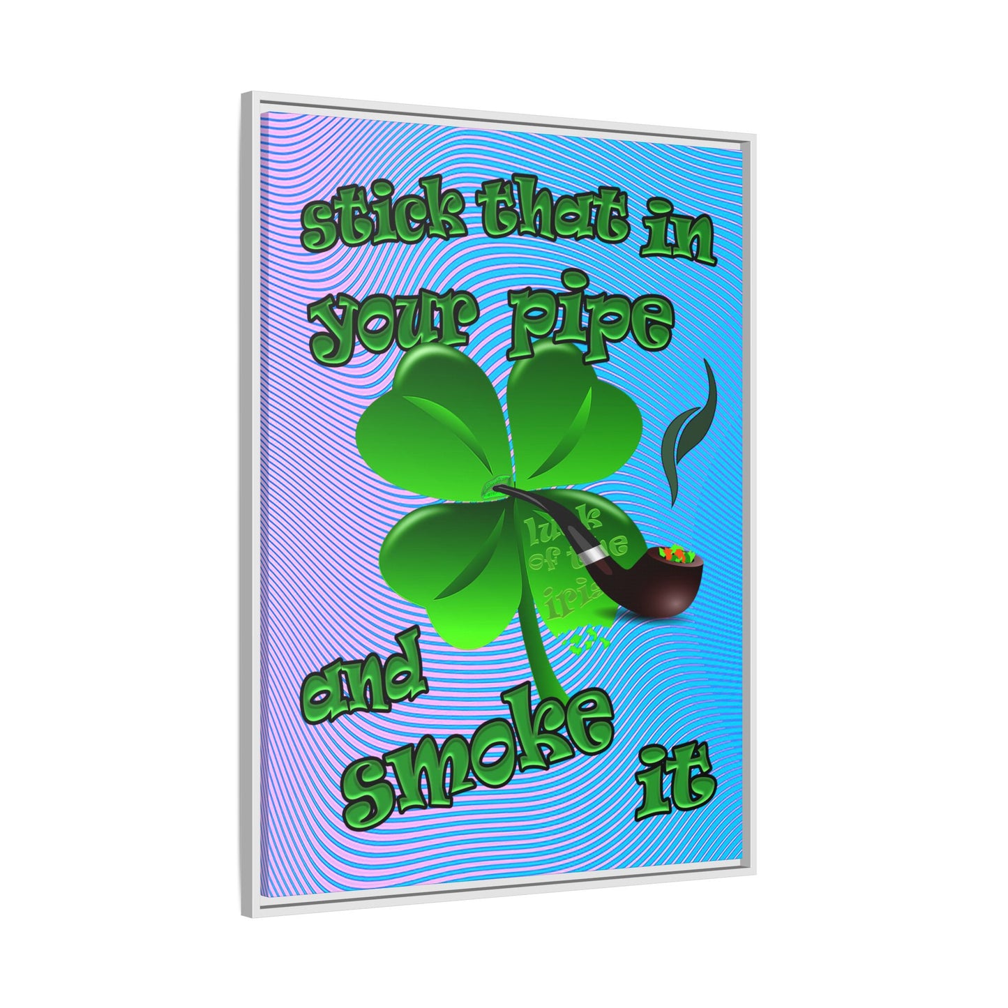 stick that in your pipe and smoke it - framed canvas art (light blue-purple wave)