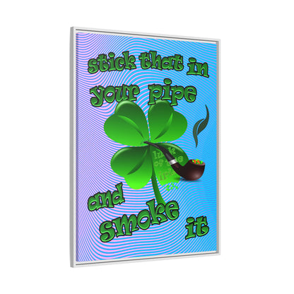stick that in your pipe and smoke it - framed canvas art (light blue-purple wave)