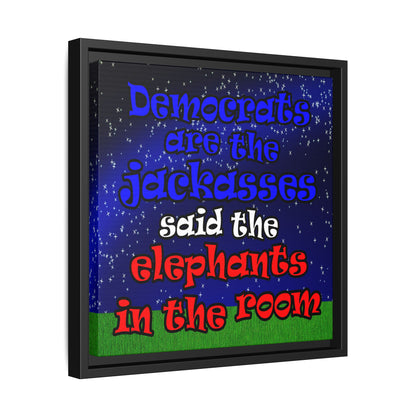 donkeys and elephants - framed canvas art ('snoops' background)