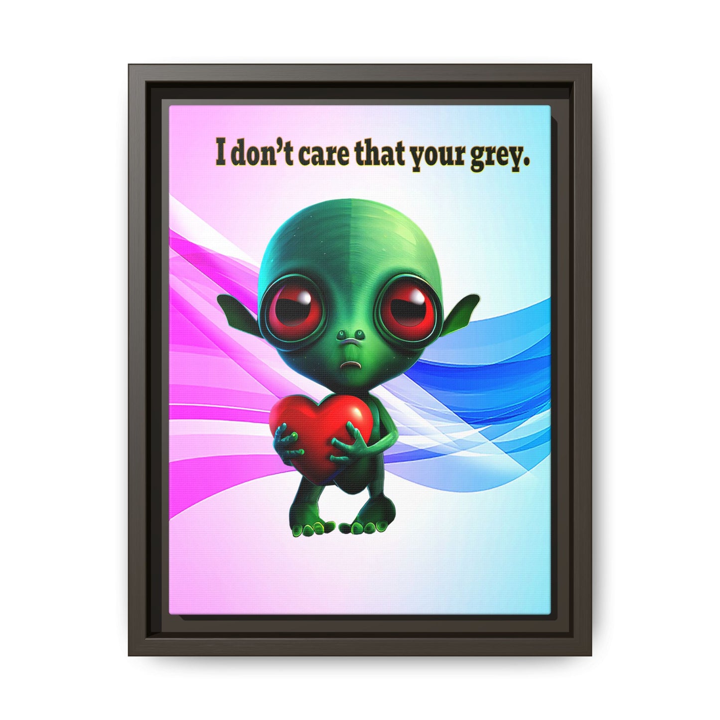 I don't care that your grey - framed canvas art (light blue-pink wave)
