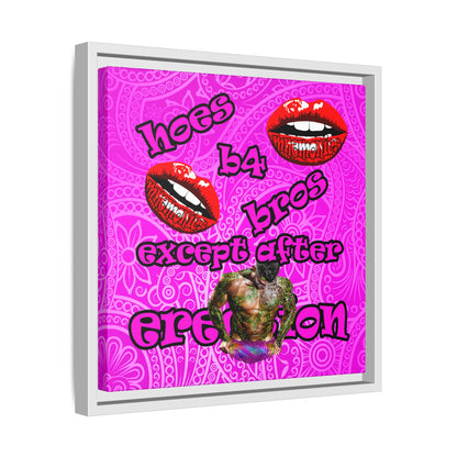 hoes b4 bros - framed canvas art (pink swirl)