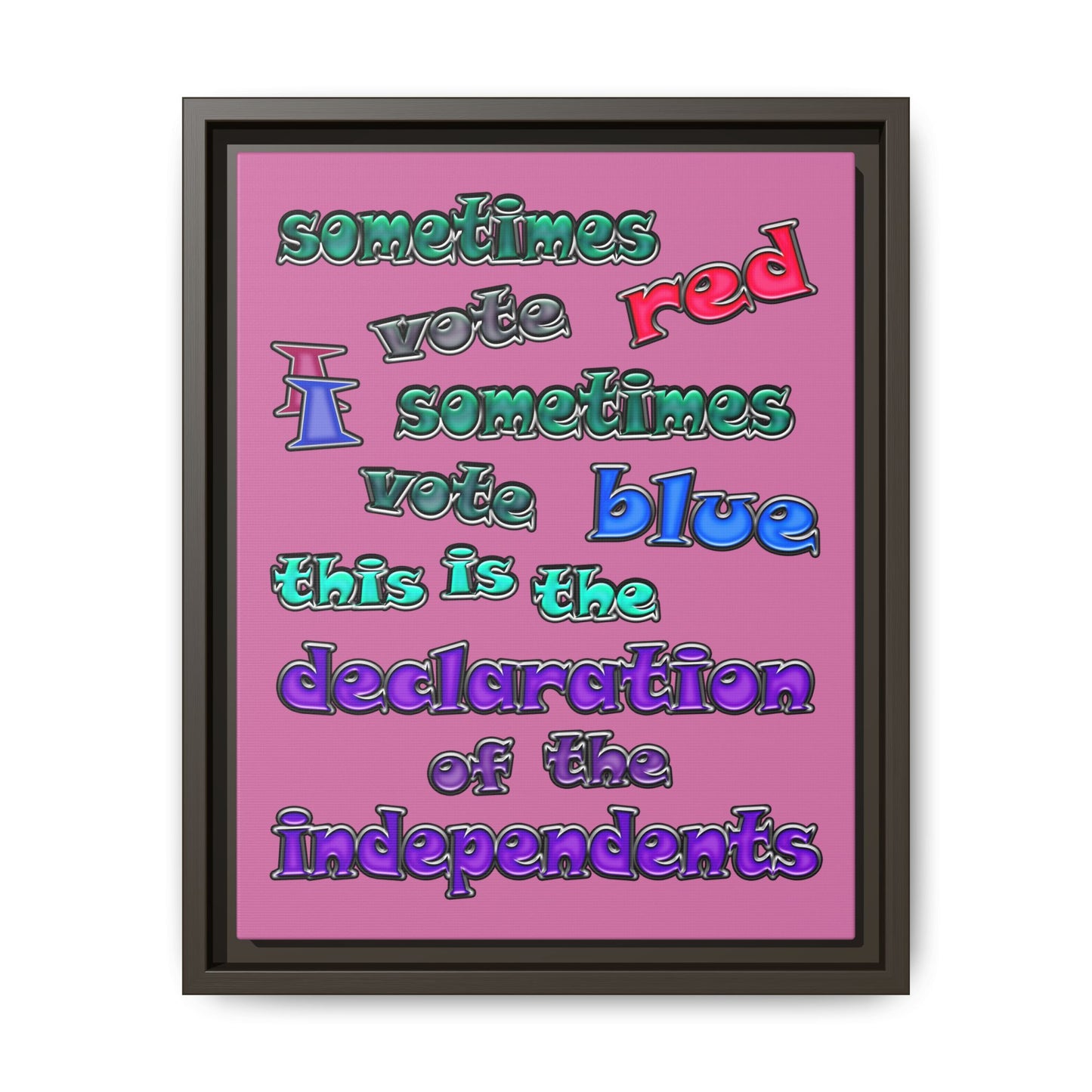 declaration of the independents - framed canvas art (light pink)