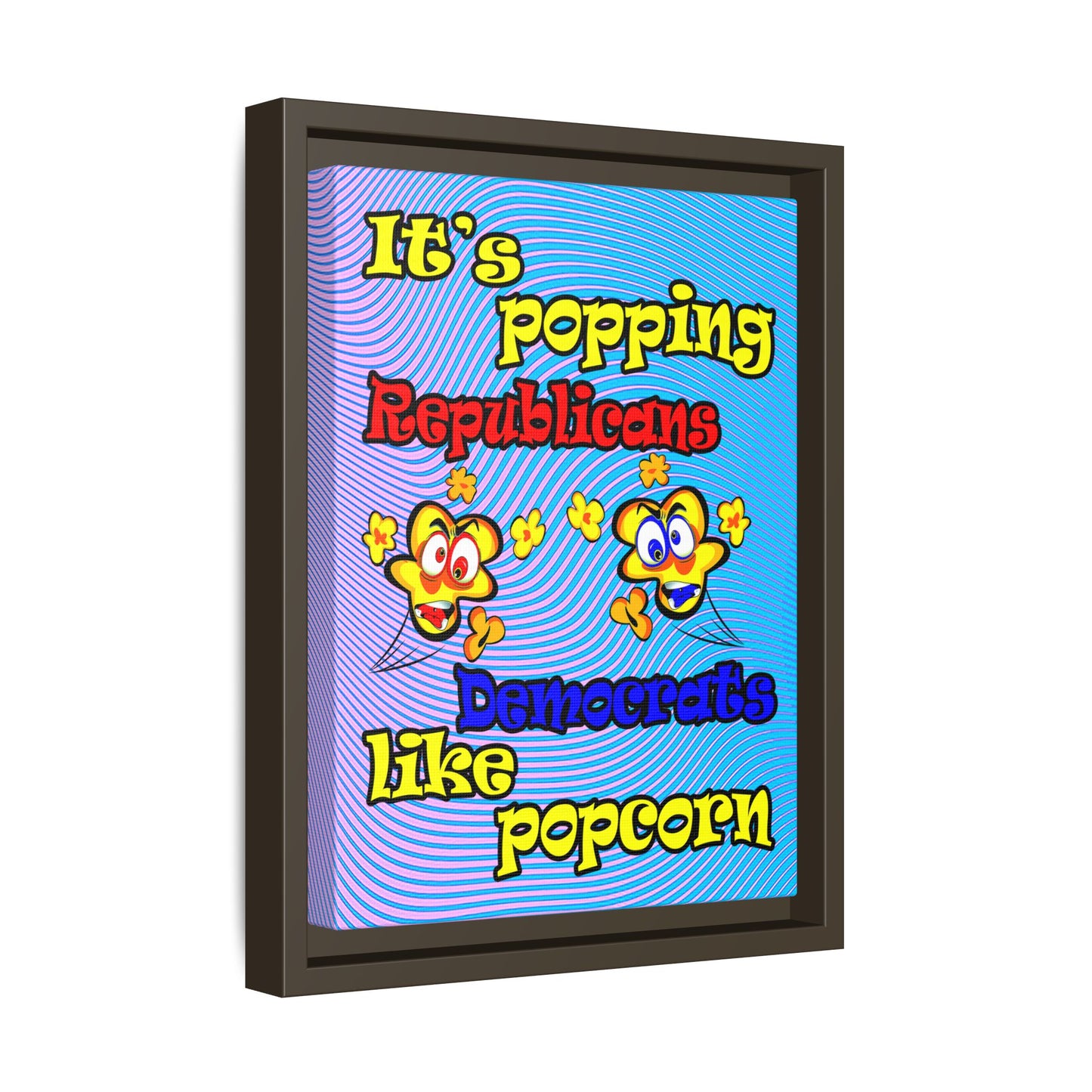 popping like popcorn - framed canvas art (light blue-purple wave)