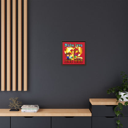 love peace - framed canvas art (dark red)