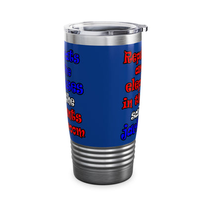 donkeys and elephants - Ringneck Tumbler, 20oz (dark blue)