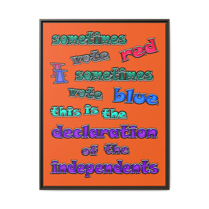 declaration of the independents - framed canvas art (orange)