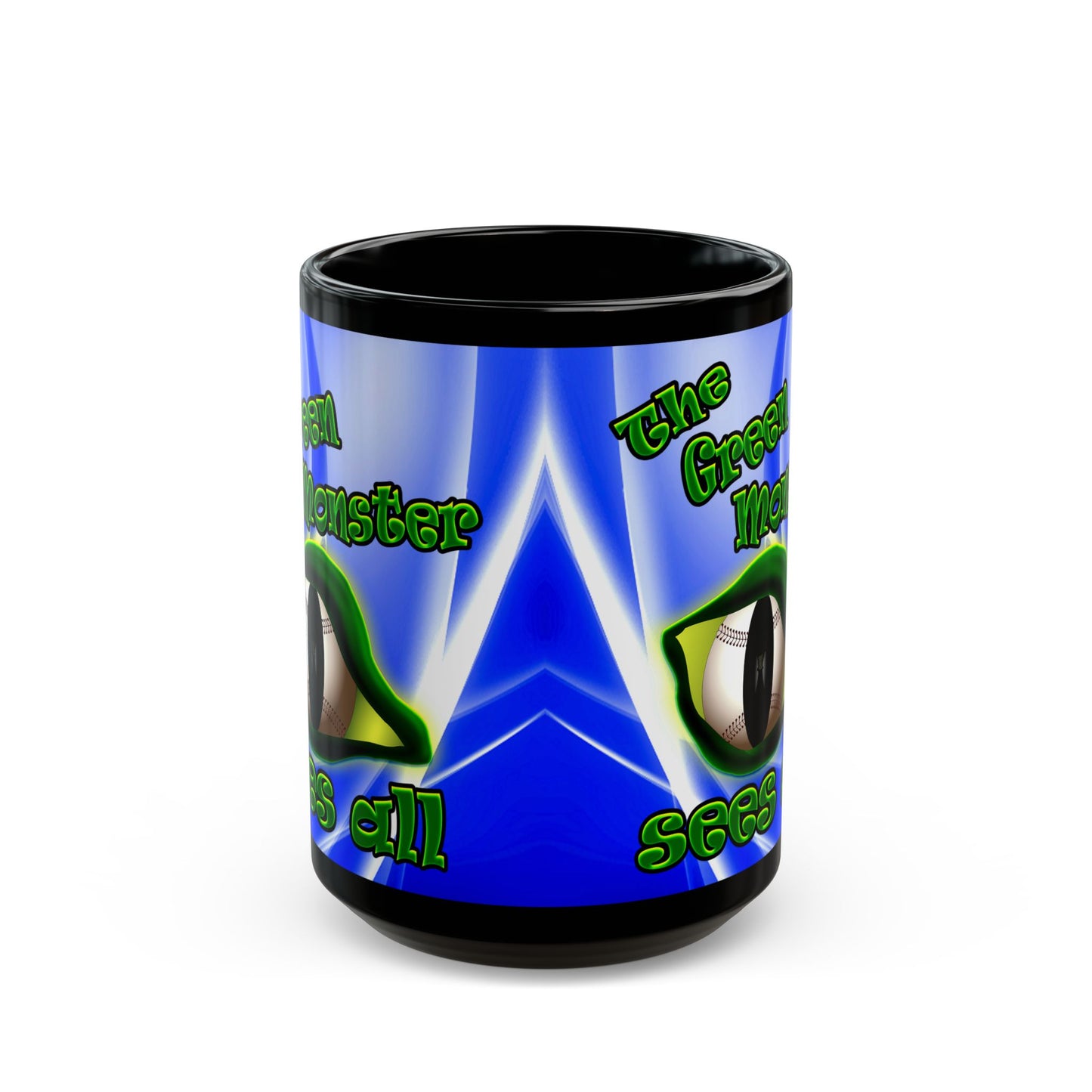 green monster - Black Mug (blue-white wave)
