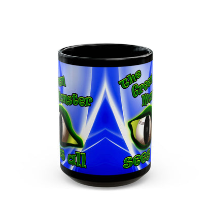 green monster - Black Mug (blue-white wave)