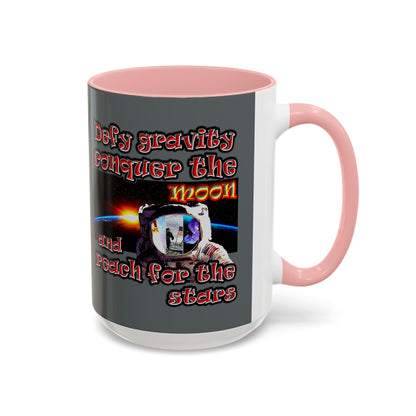 defy conquer reach - Accent Mug (dark grey)