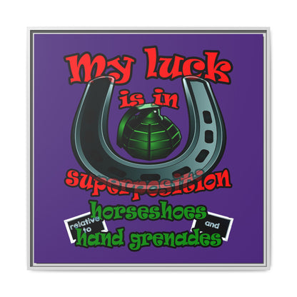 my luck - framed canvas art (purple)