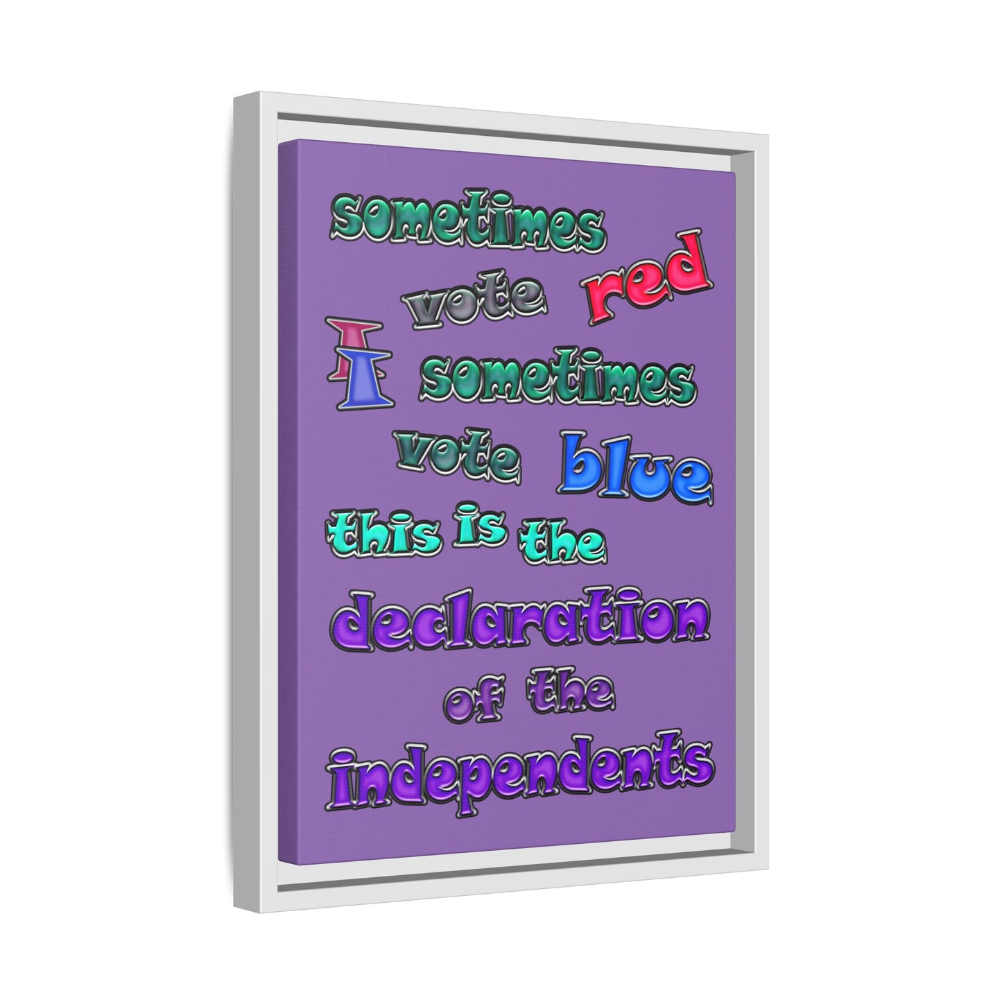declaration of the independents - framed canvas art (light purple)