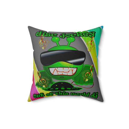 disc jockey - Spun Polyester Square Pillow - (rainbow split)