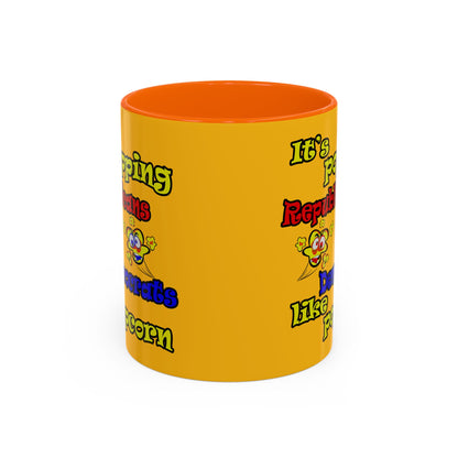 popping like popcorn - Accent Mug (yellow)