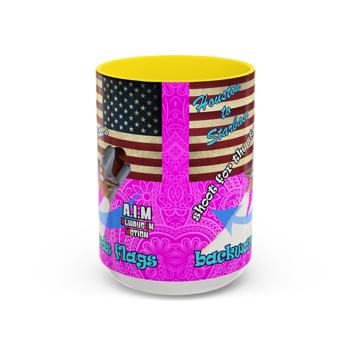 shoot for the stars - Accent Mug (pink swirl)